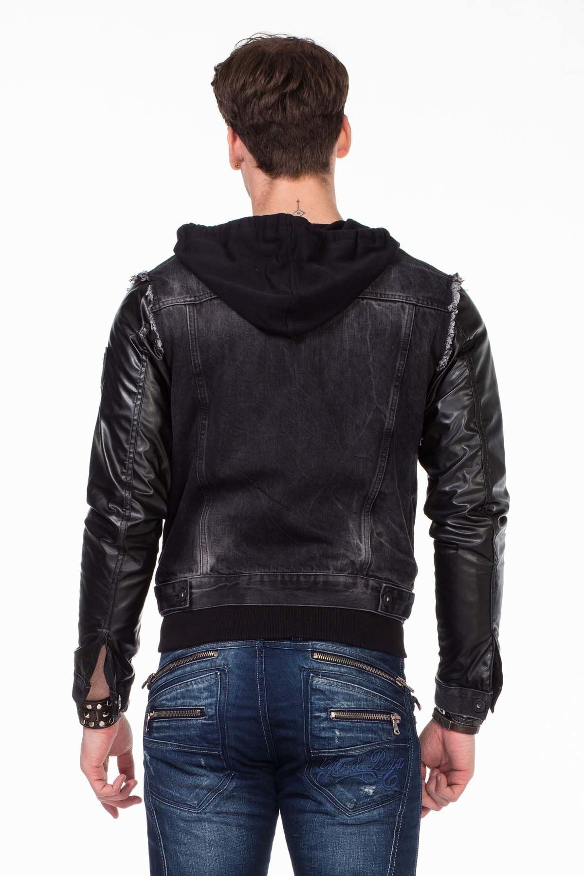C-1290 Men's Jacket with Hood and Metal Patch on Upper Arm
