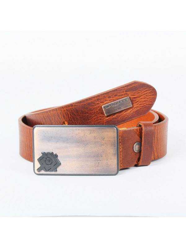 C44857 Men's Leather Belt, Elegant Casual Look with Designer Buckle