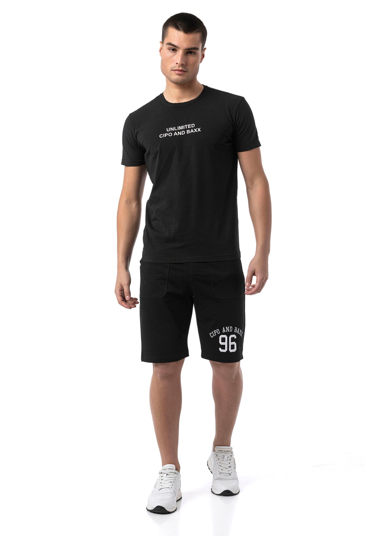 CK300 Men's Straight Fit Shorts with Embroidery