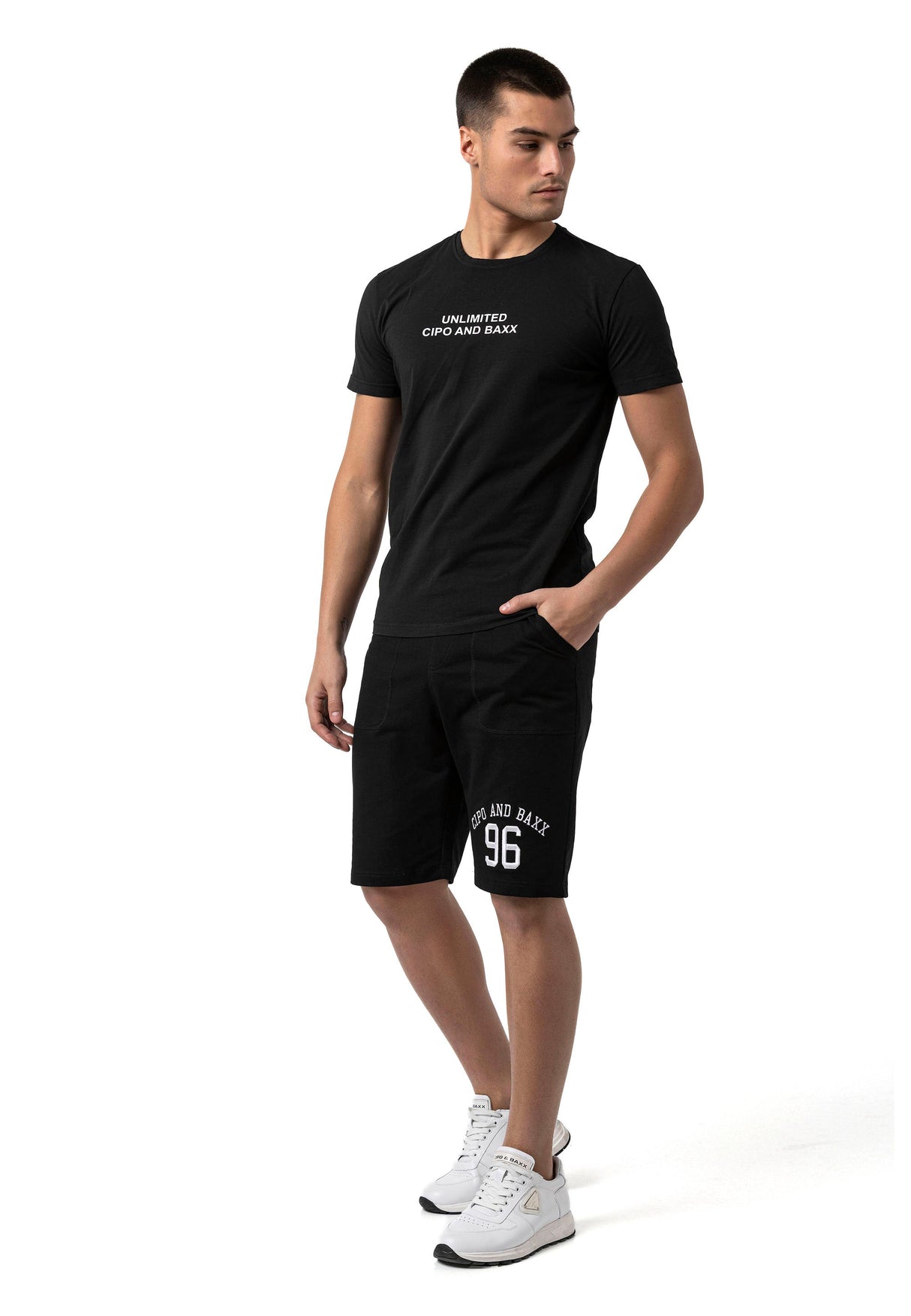 CK300 Men's Straight Fit Shorts with Embroidery