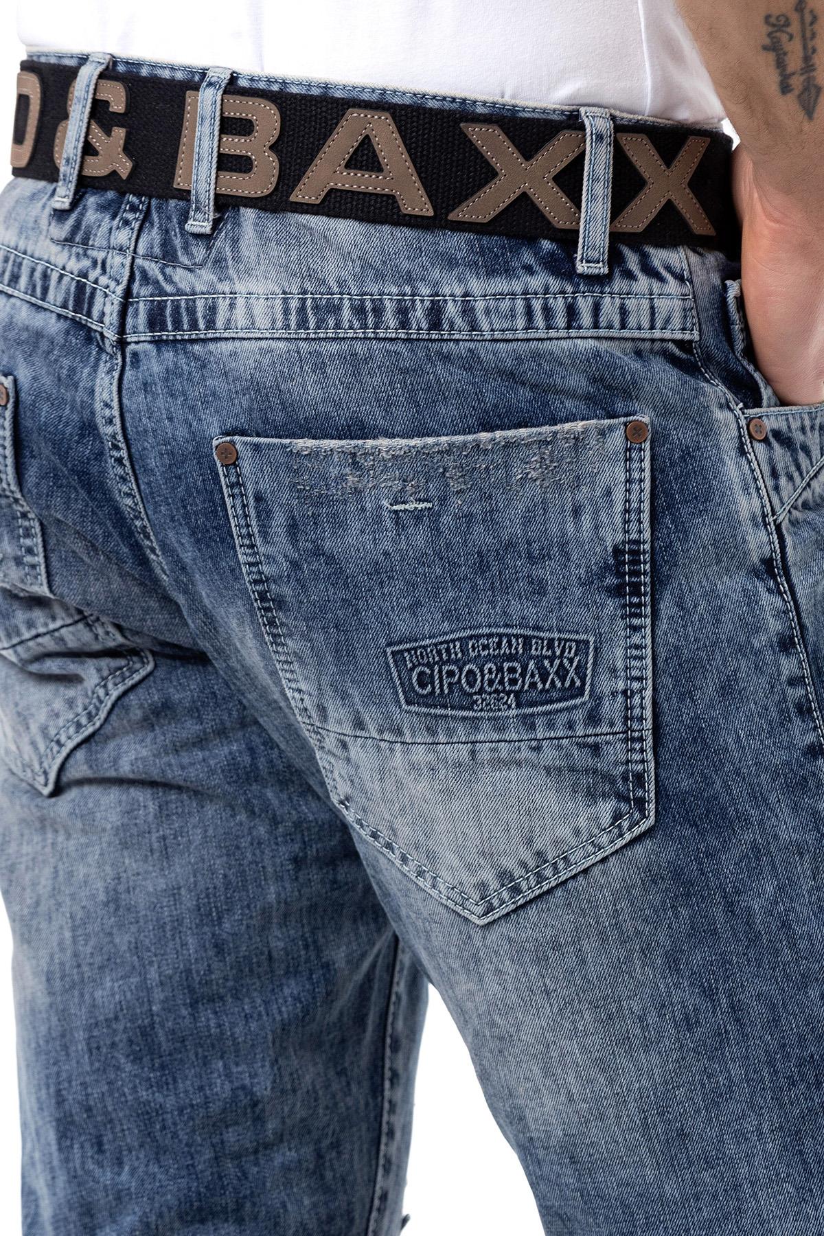 CD131 Men's comfortable jeans with belt