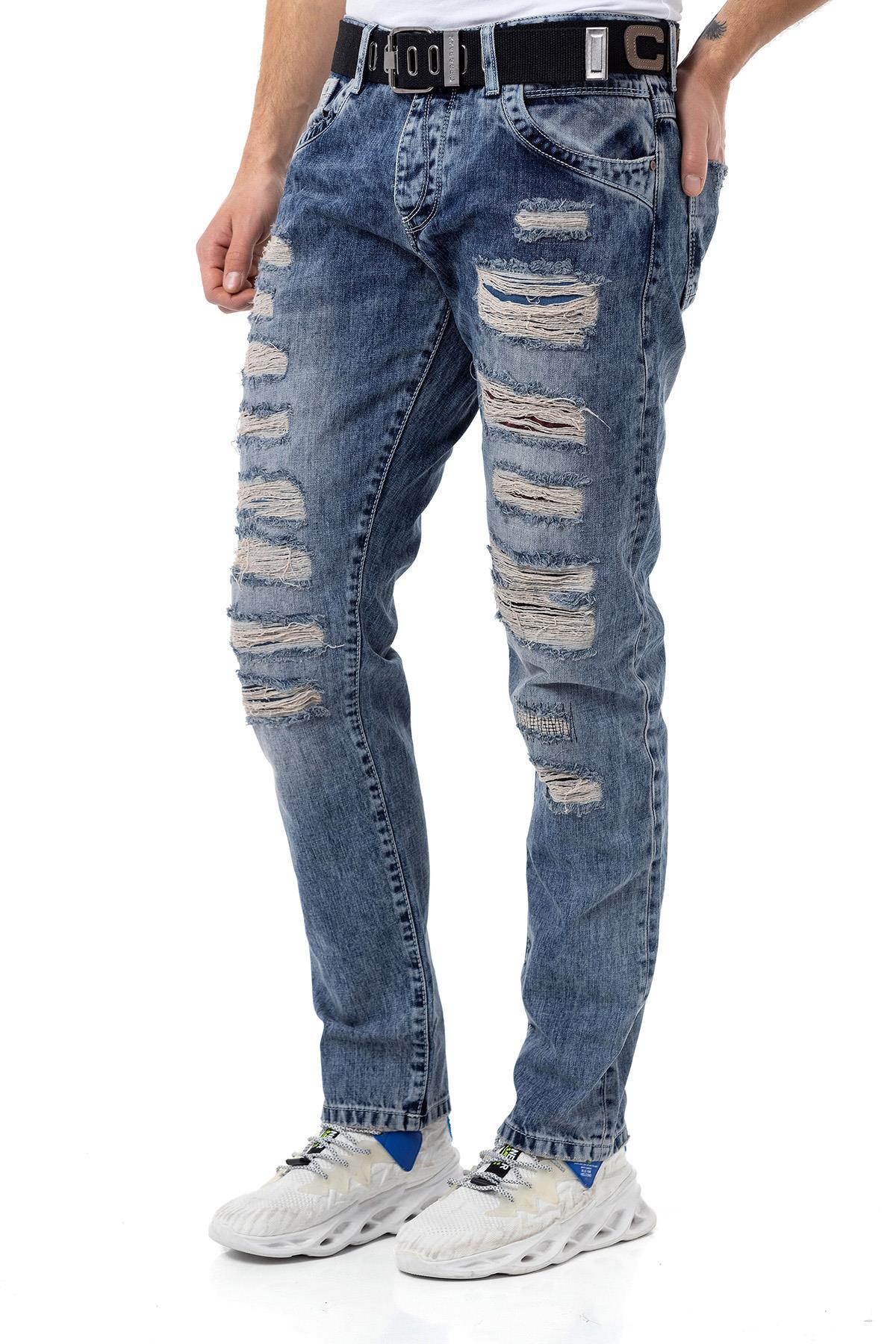 CD131 Men's comfortable jeans with belt