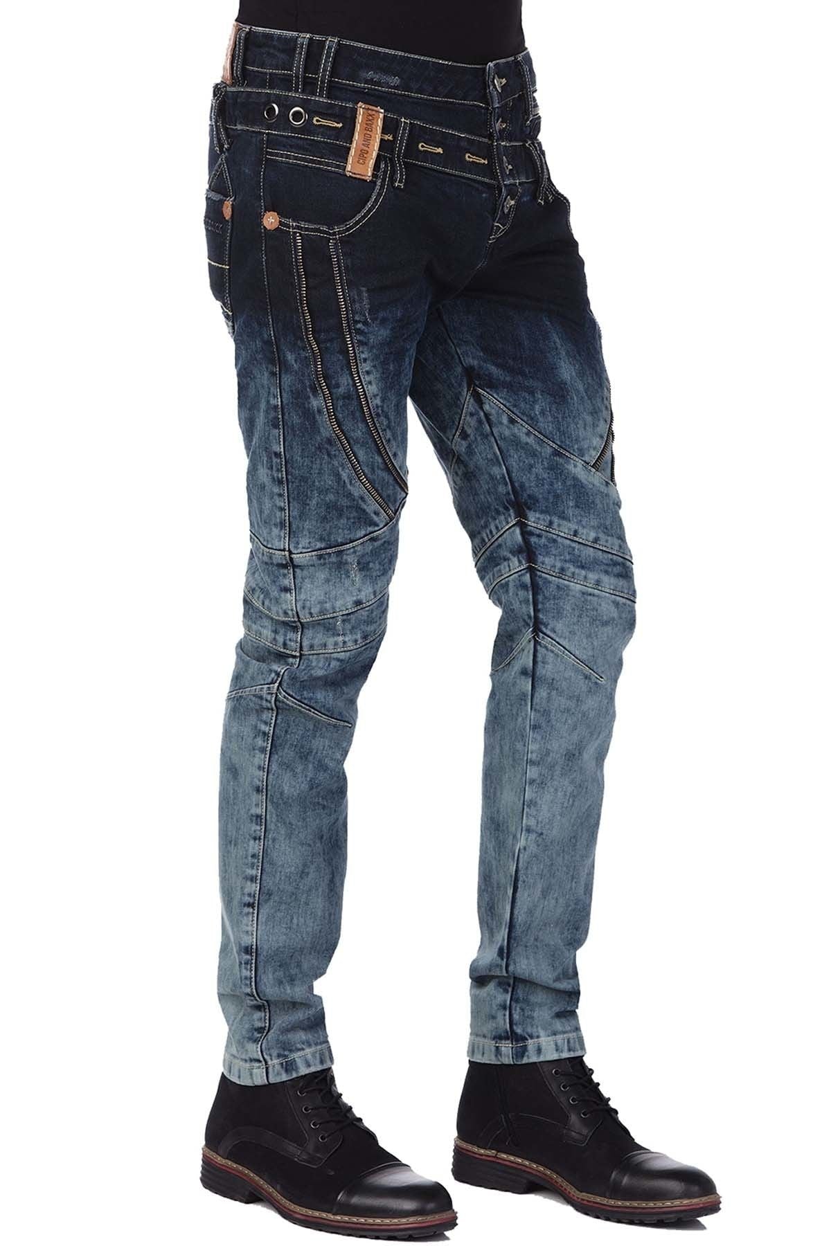 CD244A Men's comfortable jeans with stylish double waistband