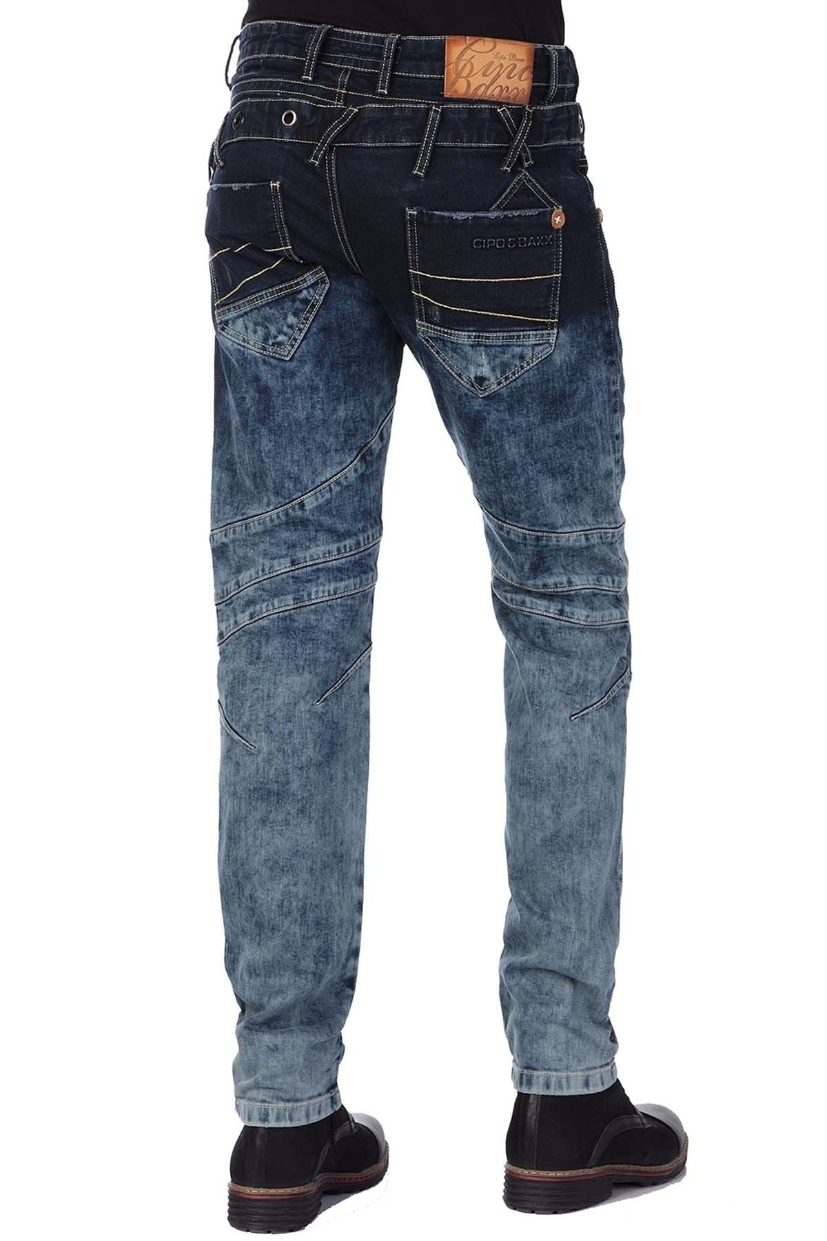 CD244A Men's comfortable jeans with stylish double waistband