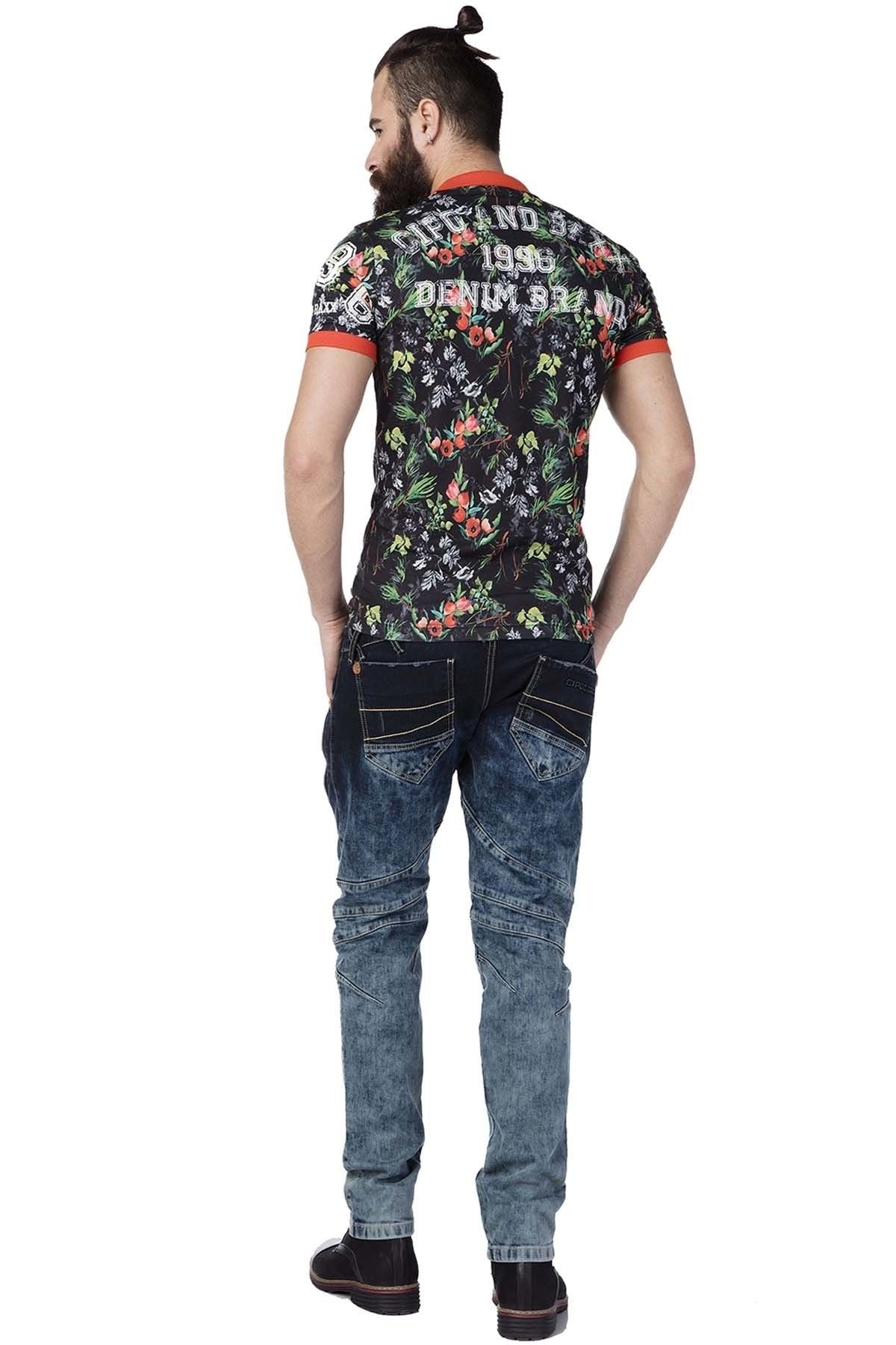 CD244A Men's comfortable jeans with stylish double waistband