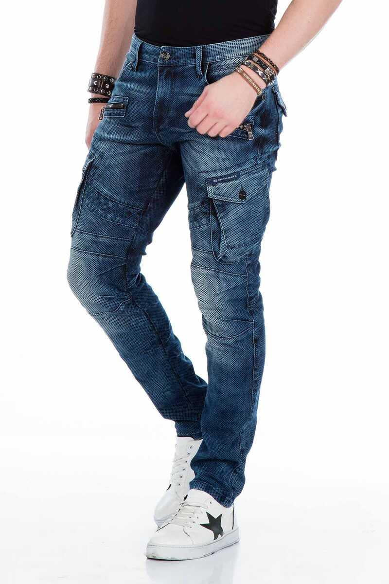 CD369 Men's skinny jeans with cool appliqués