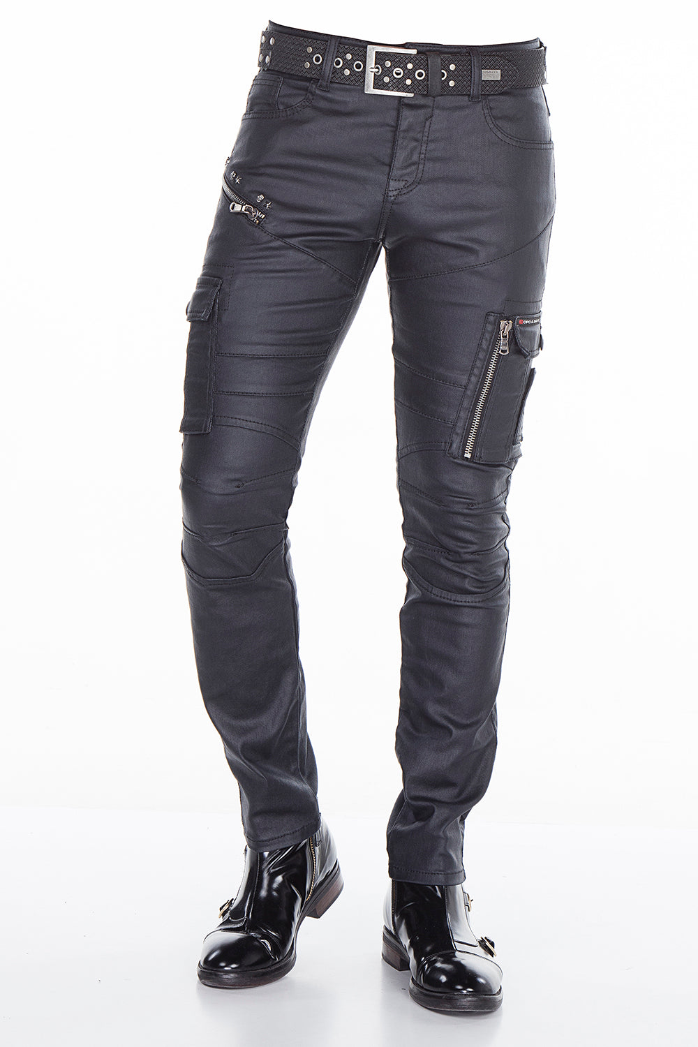 CD405 Men's comfortable jeans with cool decorative zippers in straight fit
