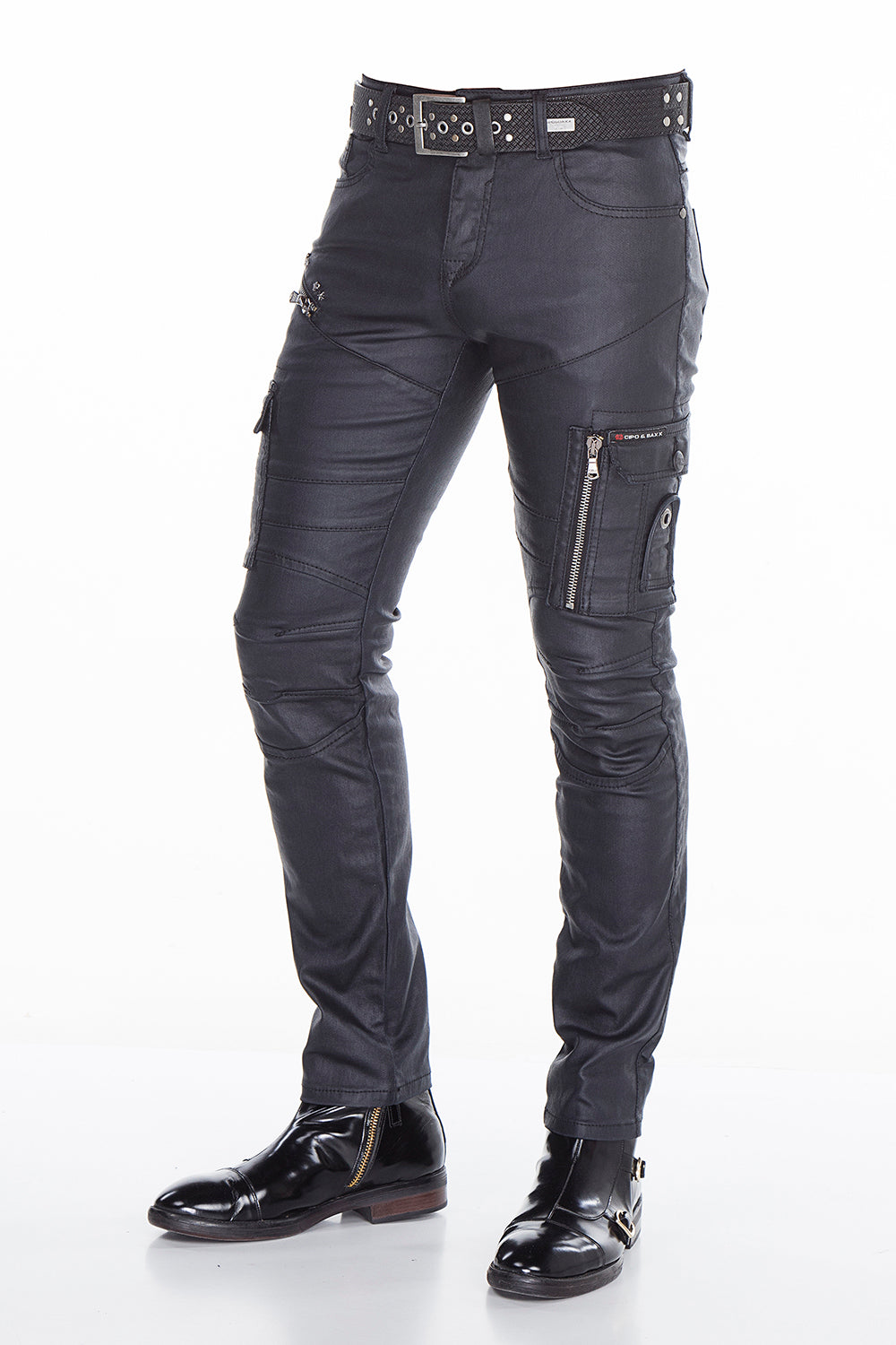 CD405 Men's comfortable jeans with cool decorative zippers in straight fit