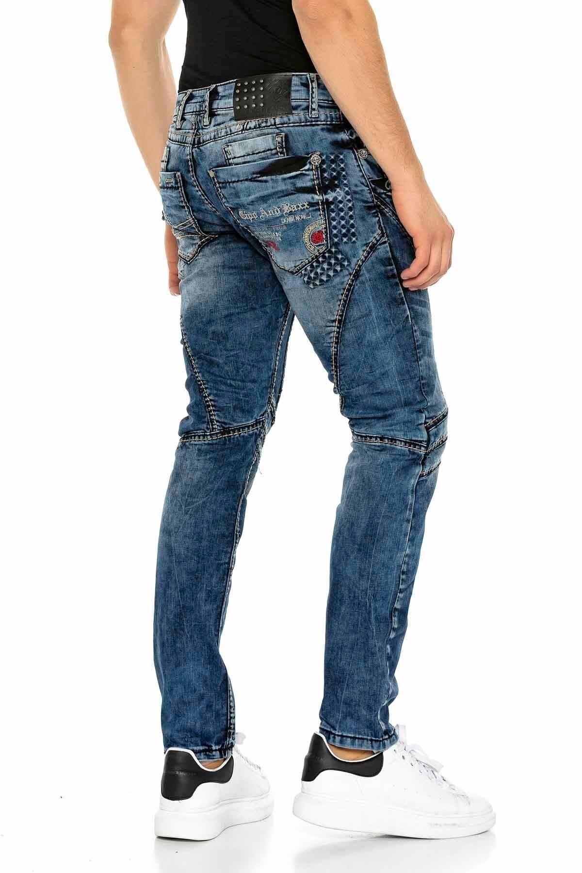 CD418 Men's comfortable jeans with trendy decorative seams in straight fit
