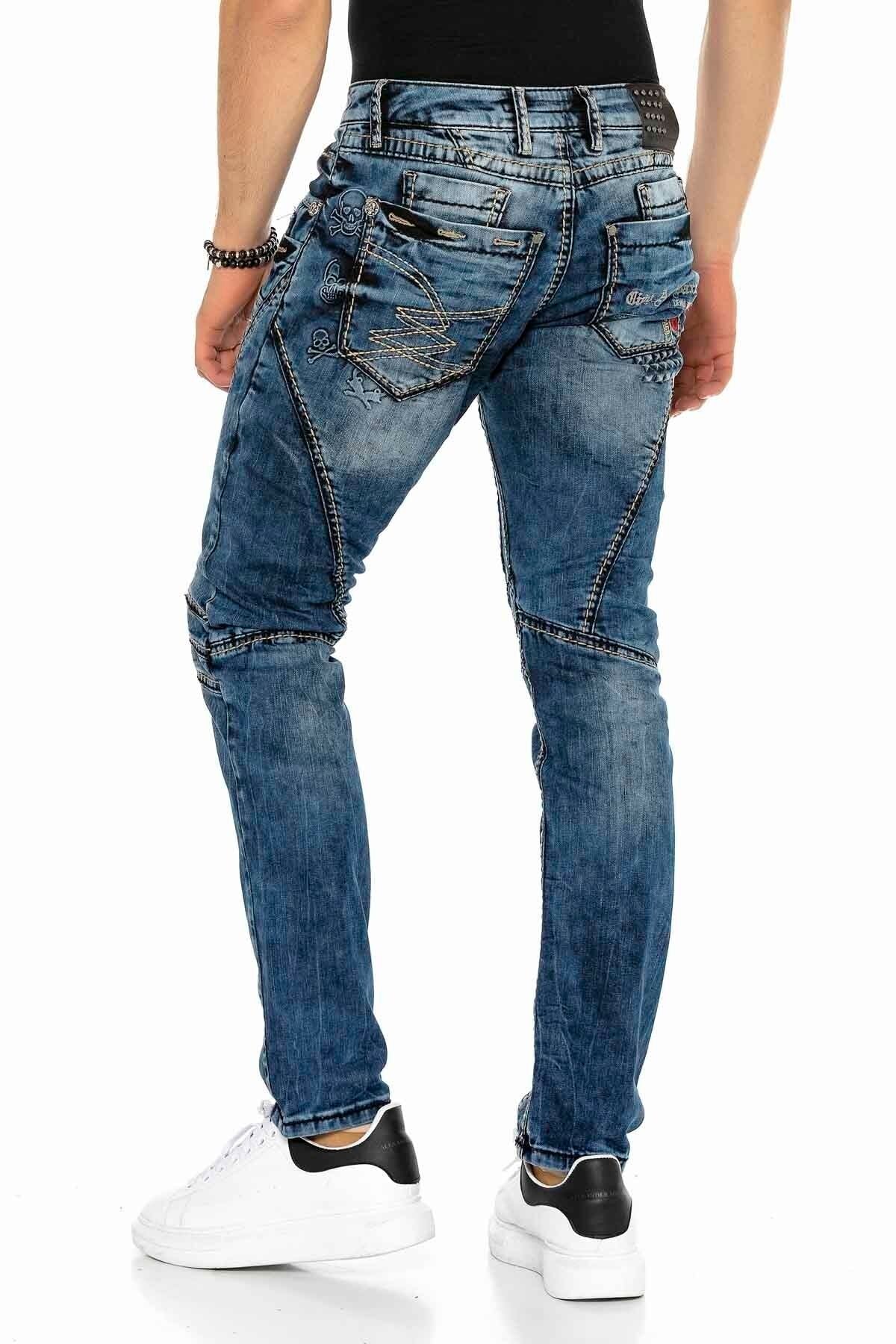 CD418 Men's comfortable jeans with trendy decorative seams in straight fit