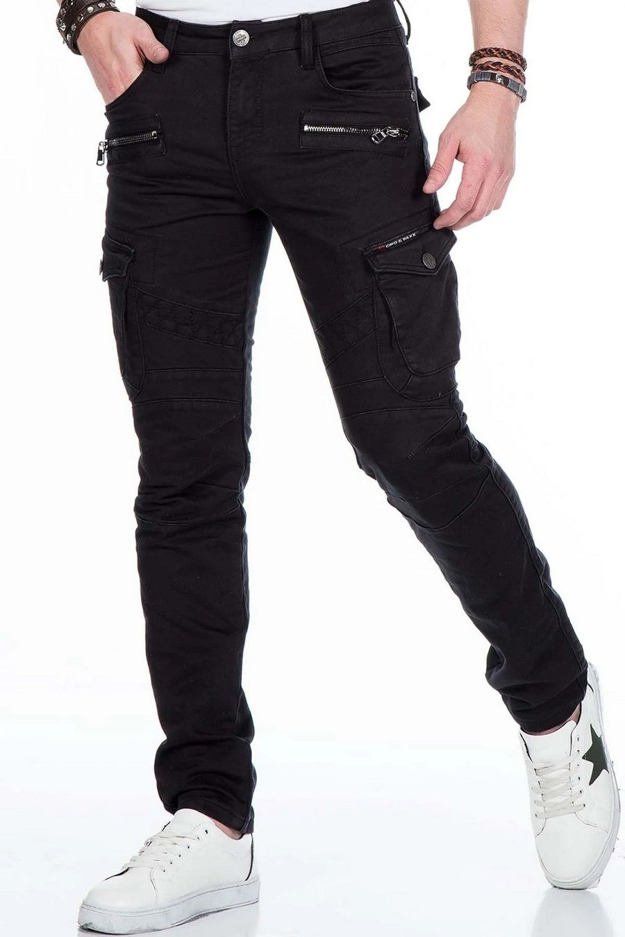CD424 Men's cargo trousers in trendy biker style