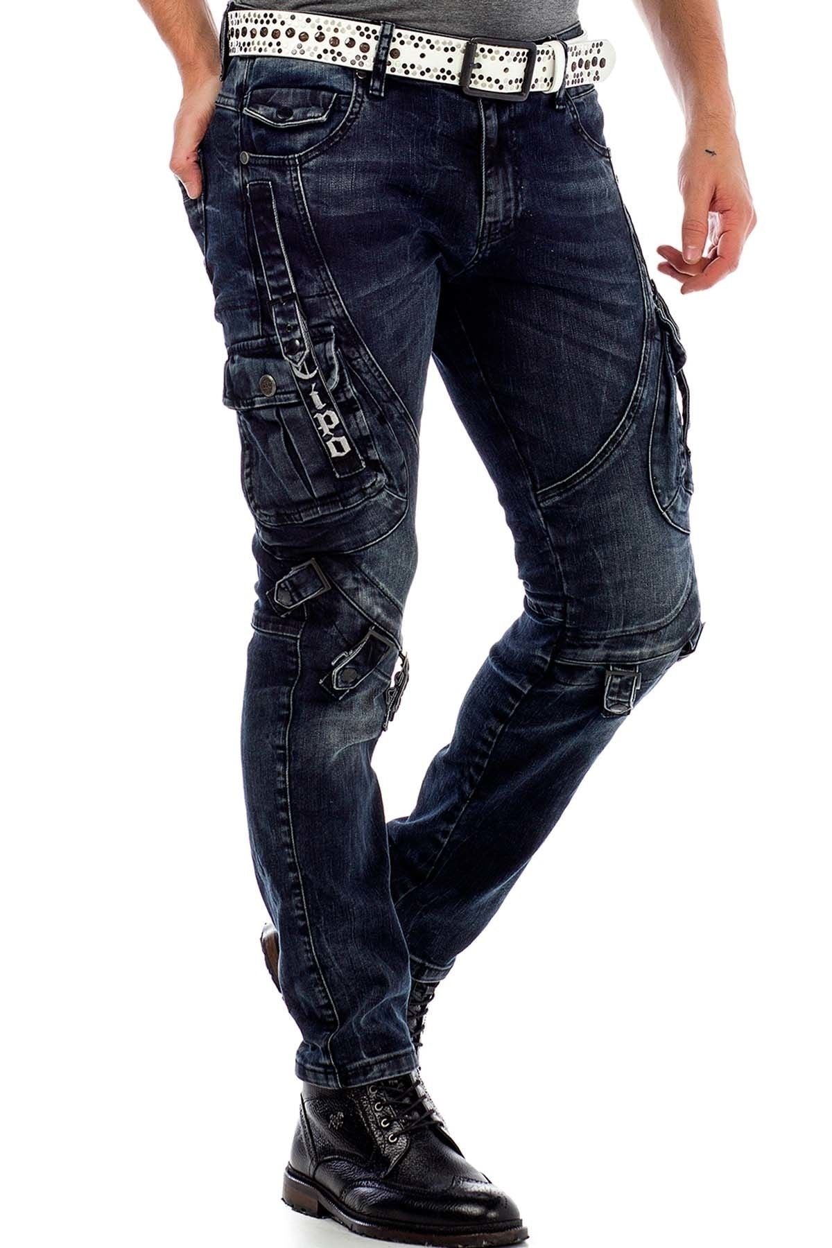 CD440 Men's Slim-Fit Jeans with Buckle Closure in Straight Fit