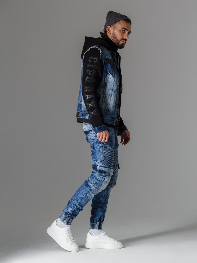 CD446 Men's slim-fit jeans with elasticated cuffs at the hem