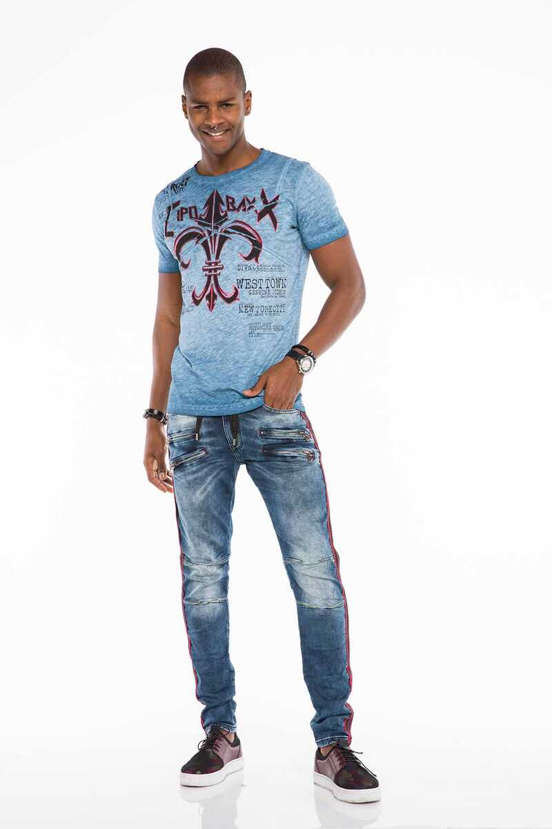 CD504 Men's comfortable jeans with drawstring waistband in slim fit