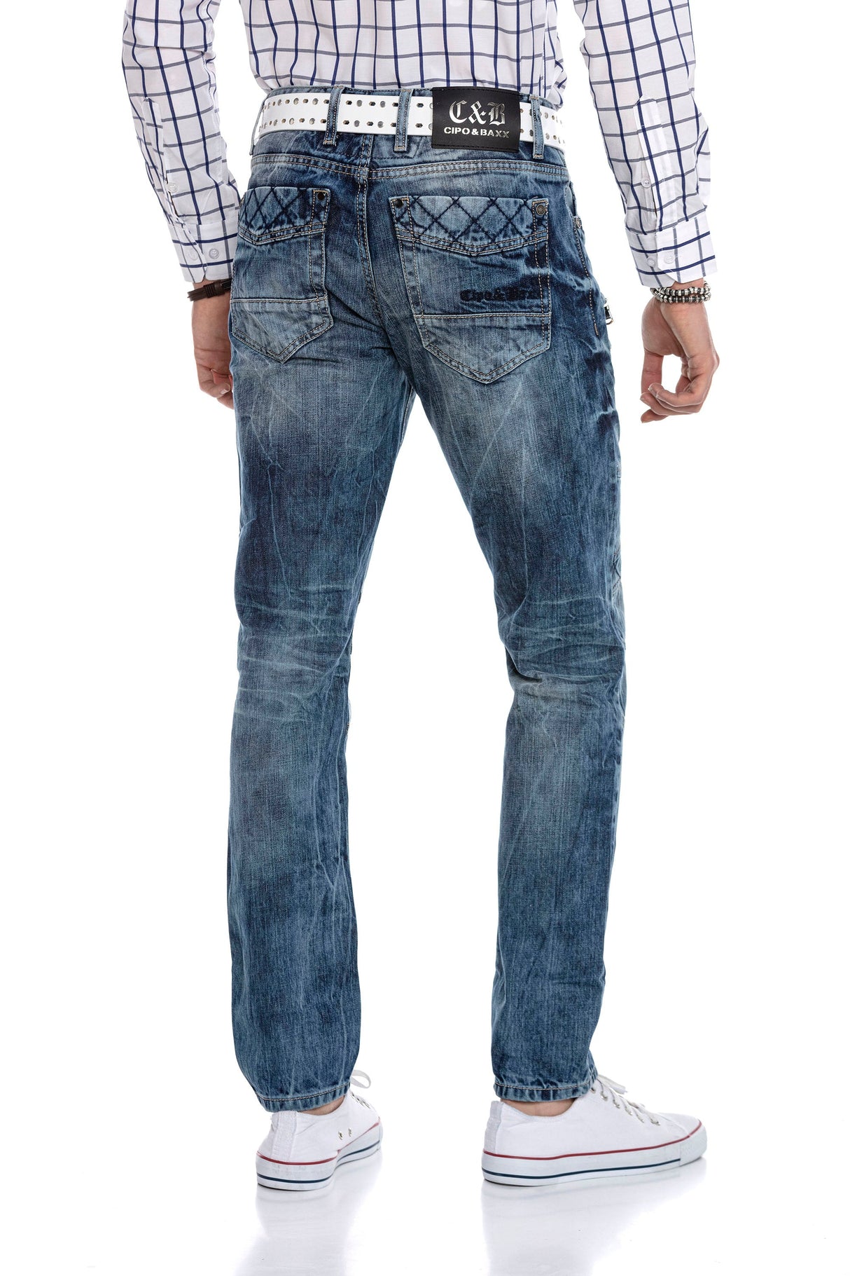 CD510 Men's comfortable jeans with distinctive decorative seams