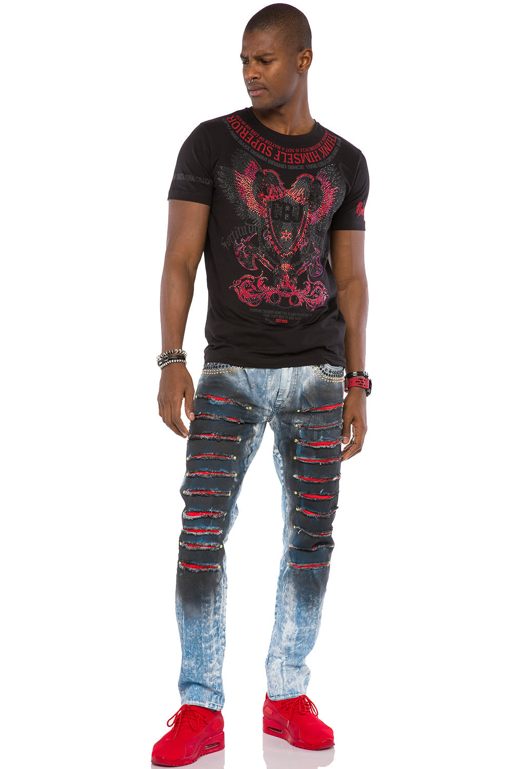 CD526 Men's slim-fit jeans in a casual used look