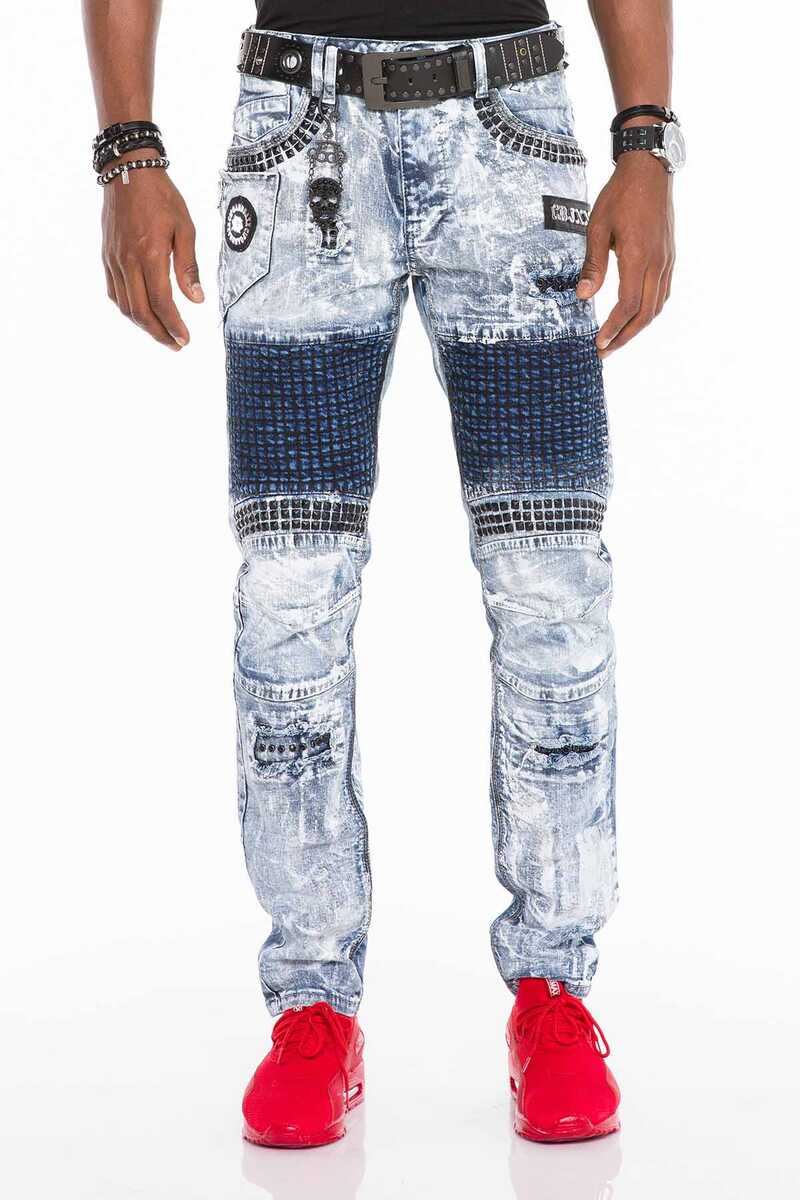 CD529 Men's skinny jeans with extravagant wash in straight fit