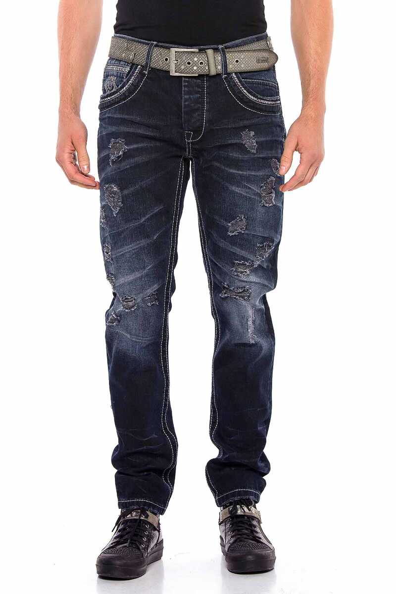 CD539 Men's comfortable jeans with casual distressed details
