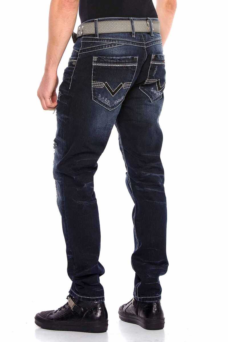 CD539 Men's comfortable jeans with casual distressed details