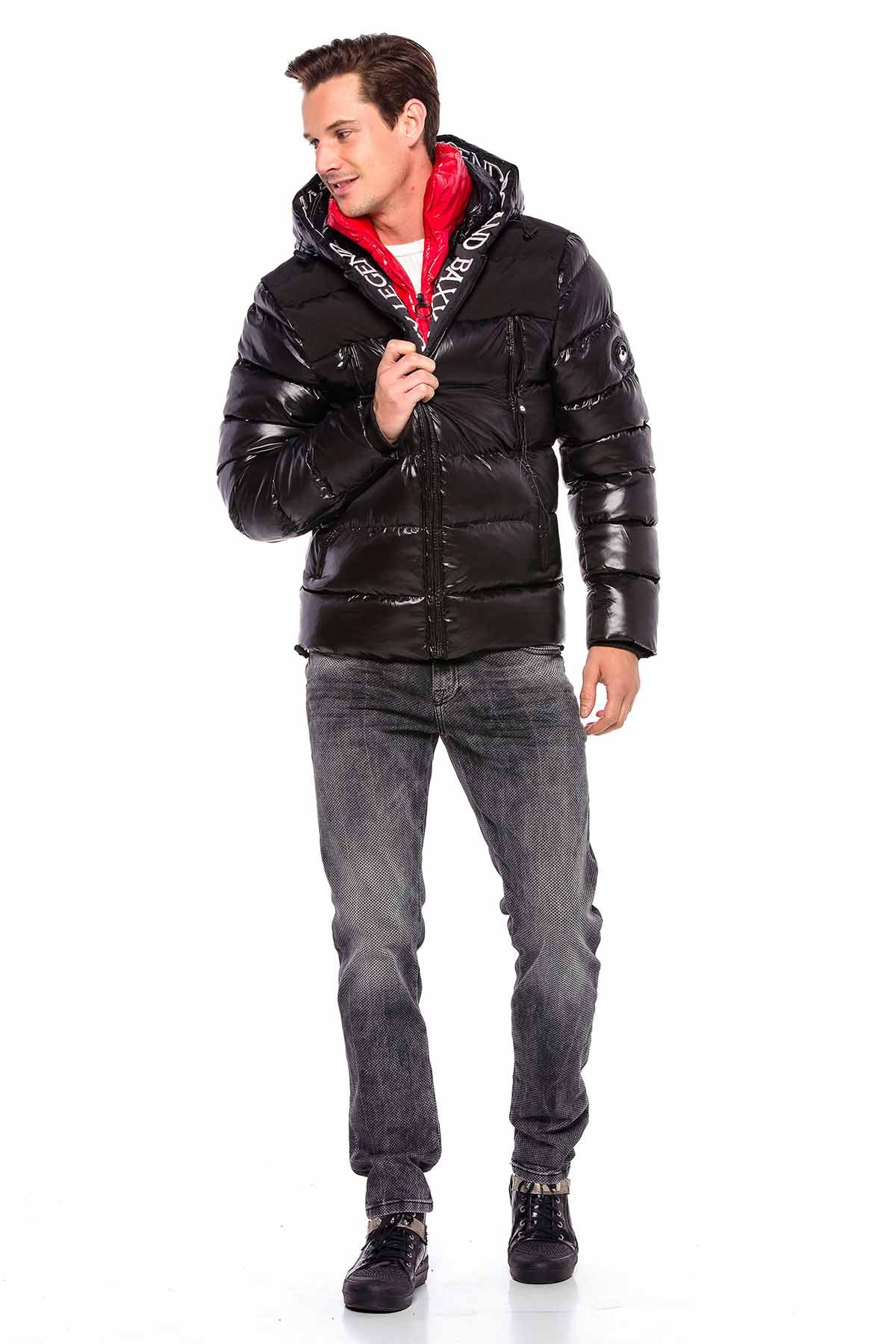 CD543 Men's slim-fit jeans with grid pattern in straight fit