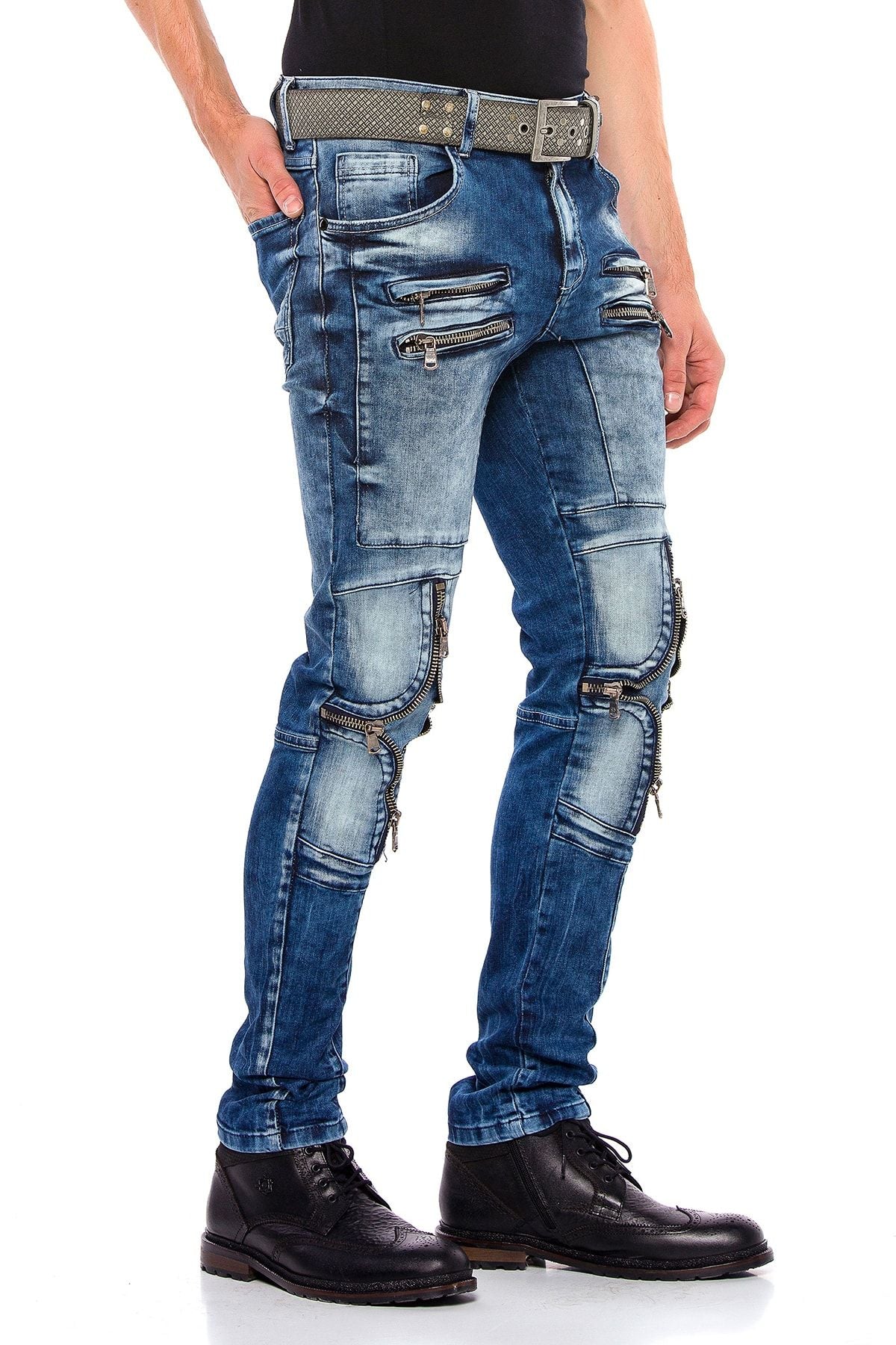 CD551 Men's comfortable jeans with fashionable details in straight fit