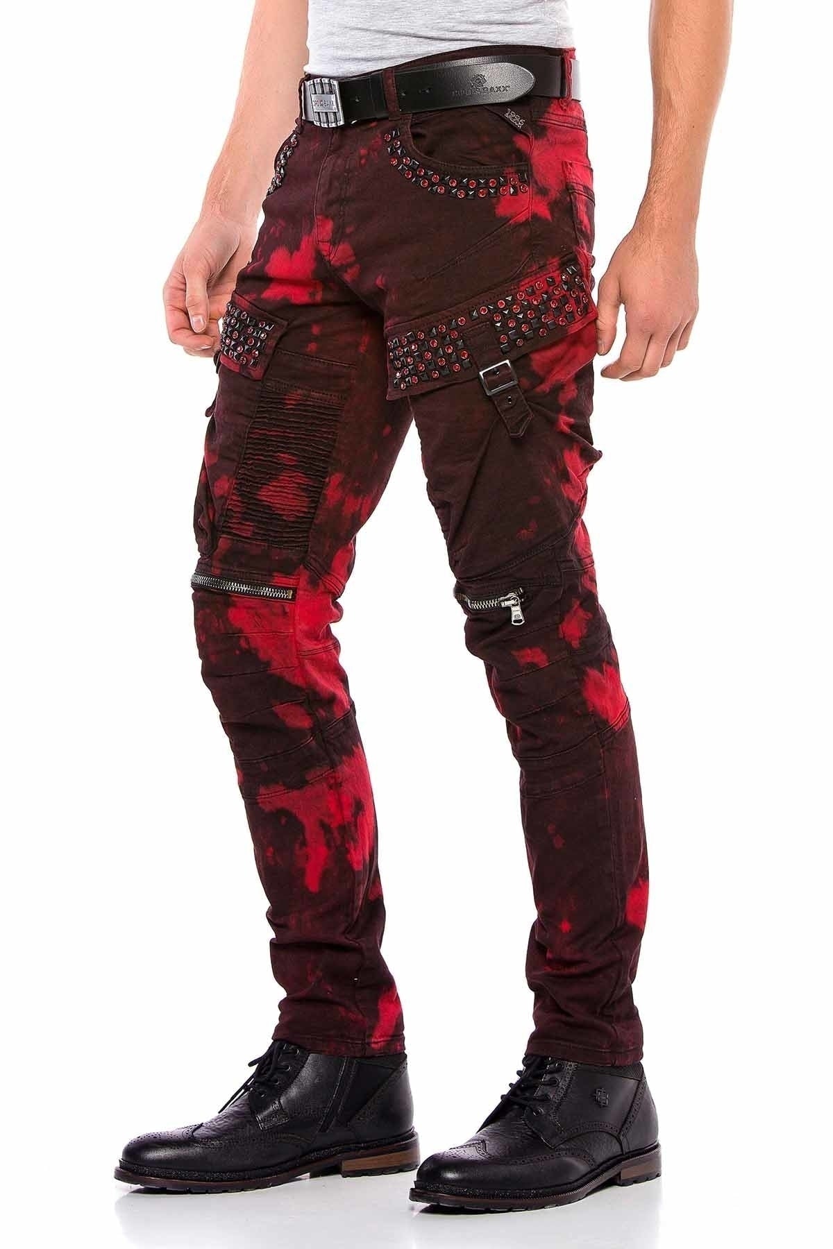 CD558 Men's comfortable jeans in biker design