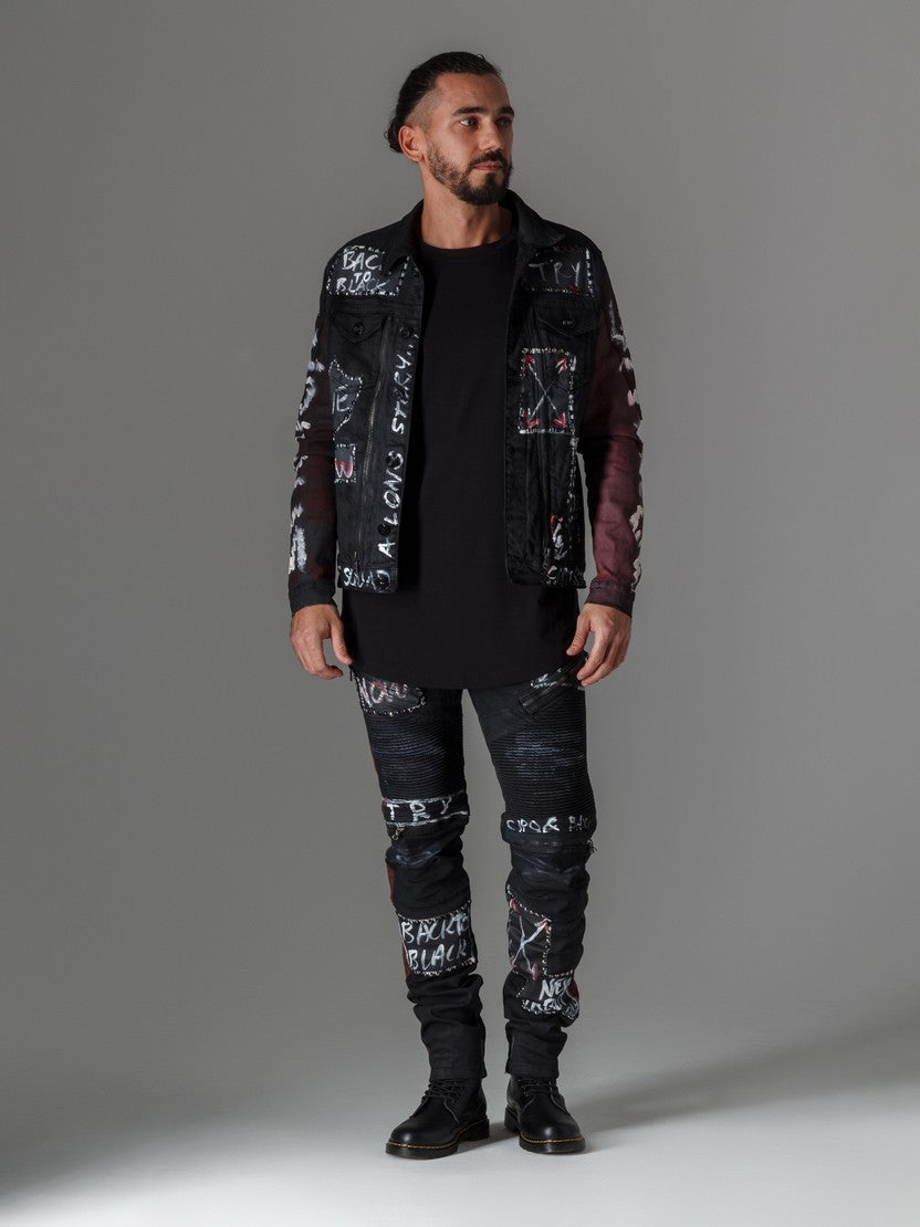 CD571 Men's Straight Fit Jeans with cool lettering