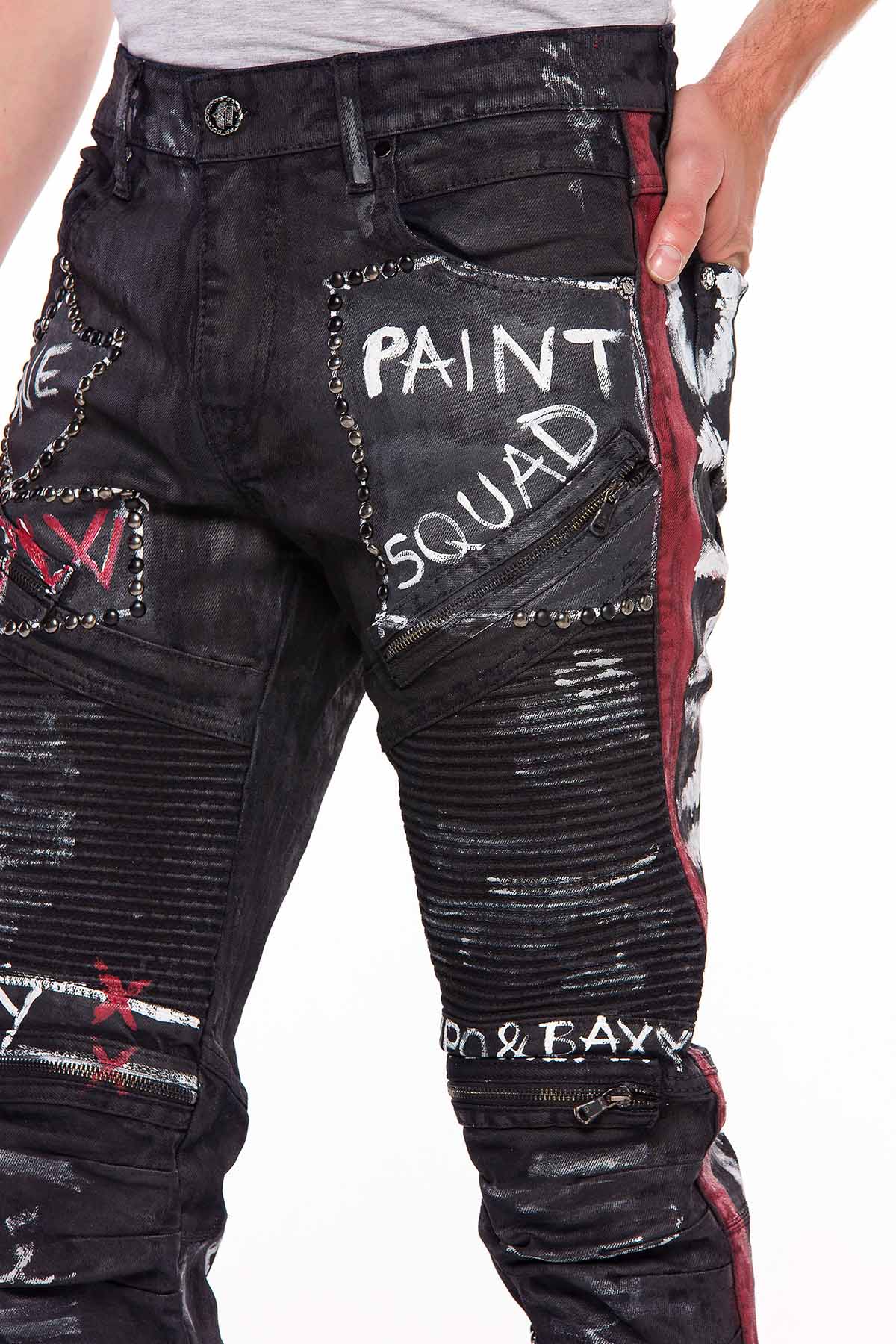CD571 Men's Straight Fit Jeans with cool lettering