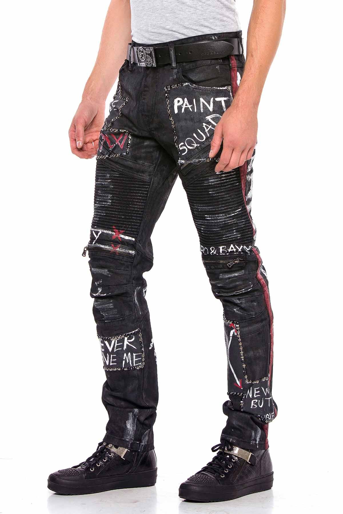 CD571 Men's Straight Fit Jeans with cool lettering