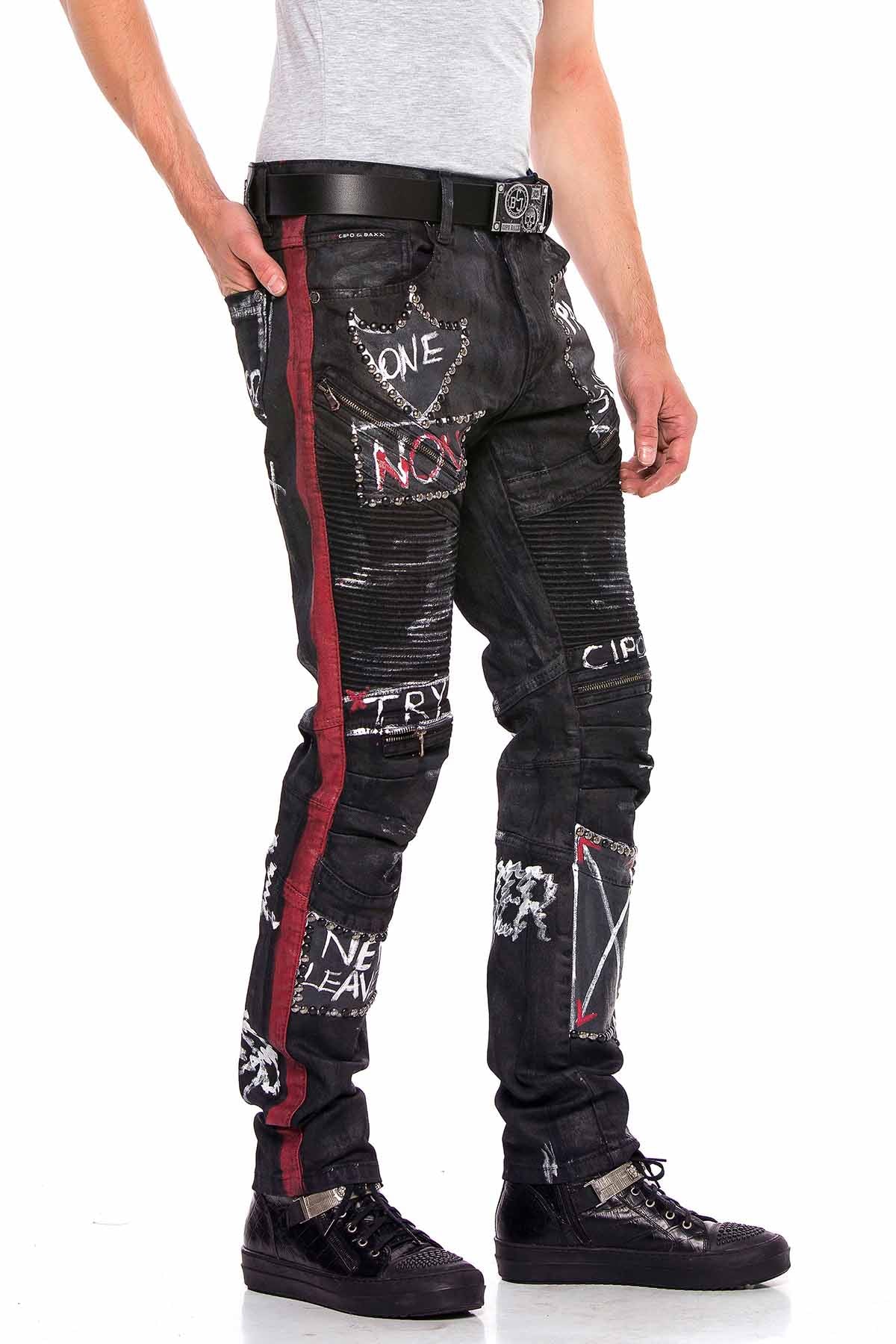 CD571 Men's Straight Fit Jeans with cool lettering