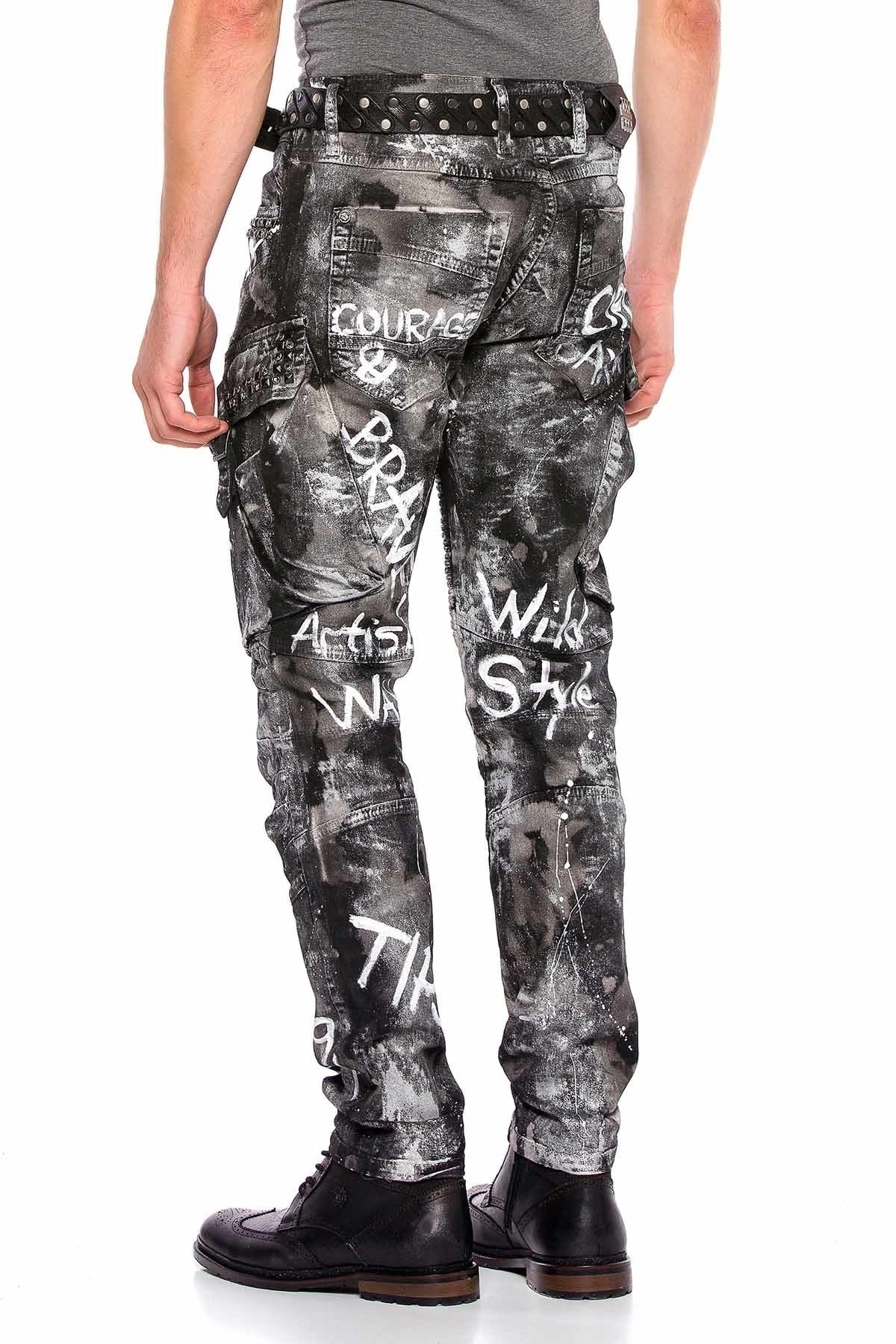 CD572 Men's comfortable jeans with a stylish glitter effect