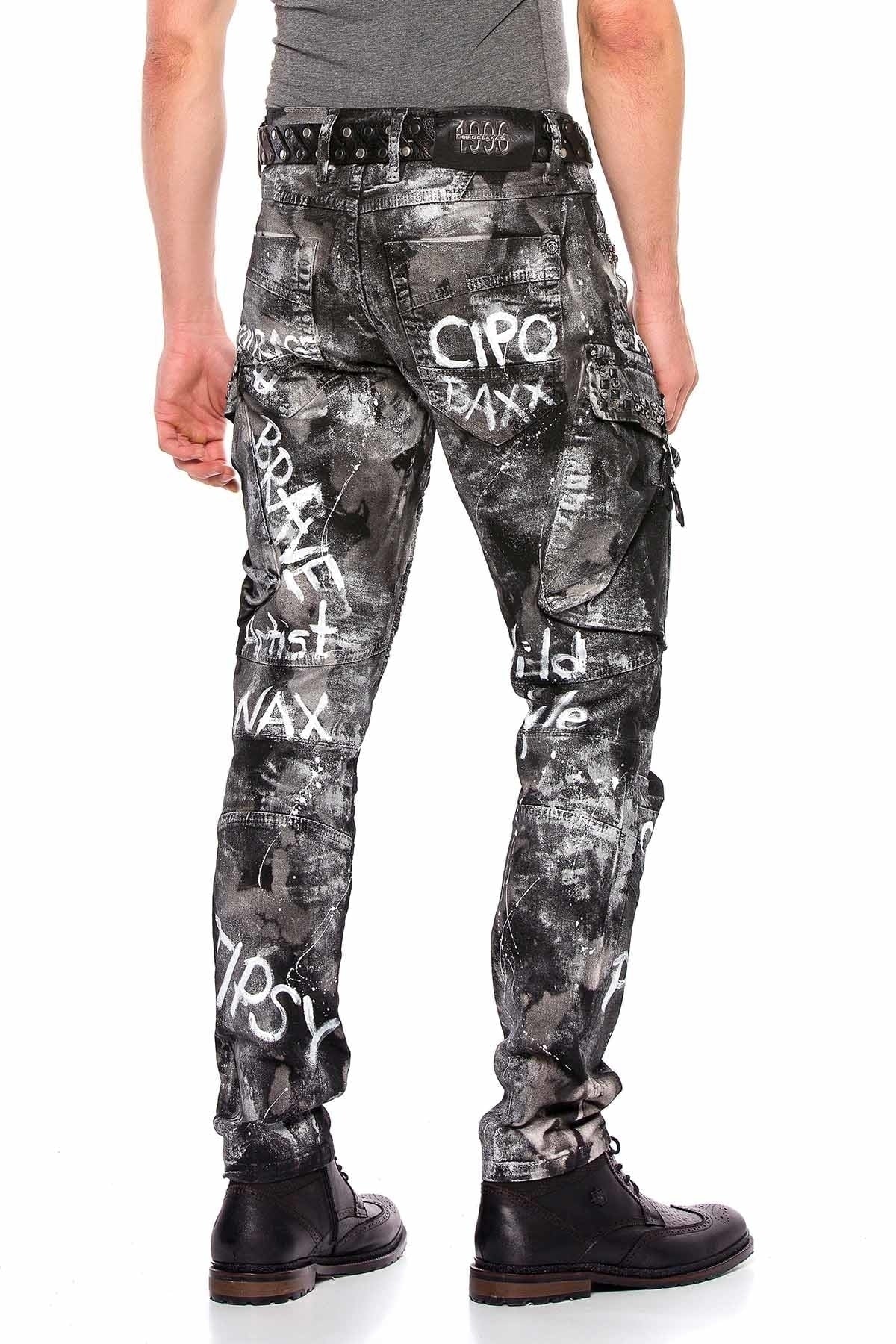 CD572 Men's comfortable jeans with a stylish glitter effect