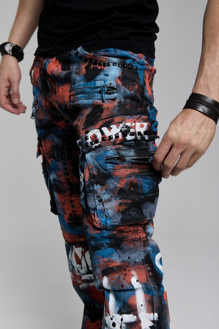 CD587 Men's comfortable jeans with paint splatter details