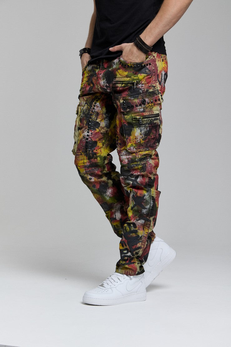 CD587 Men's comfortable jeans with paint splatter details