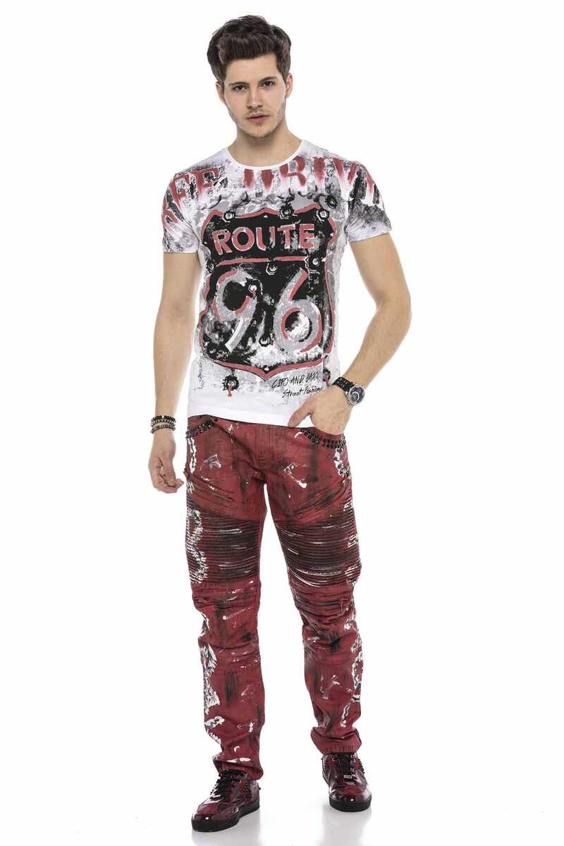 CD608 Men's skinny jeans with color coating