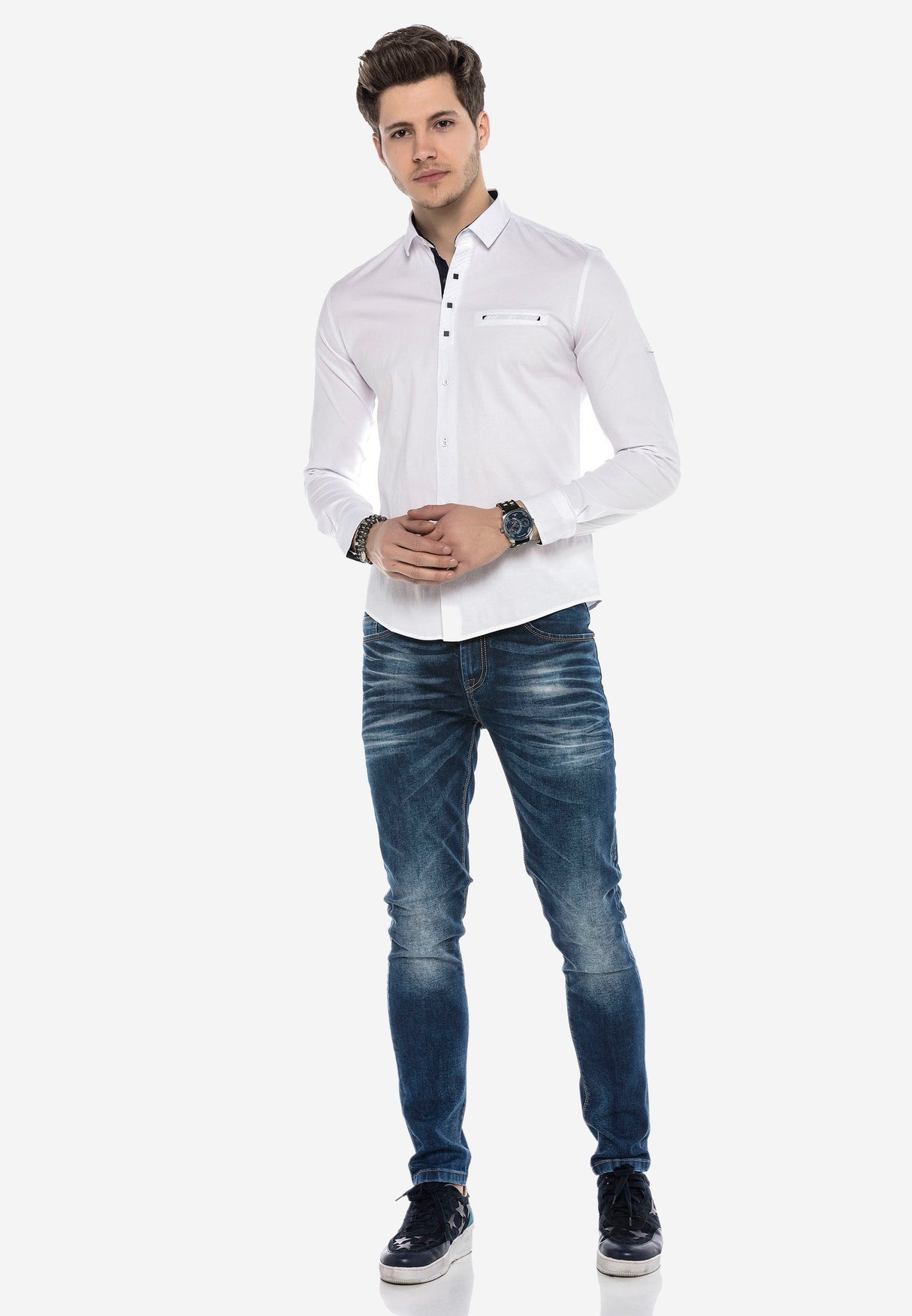 CD621 Men's comfortable jeans in a trendy used look
