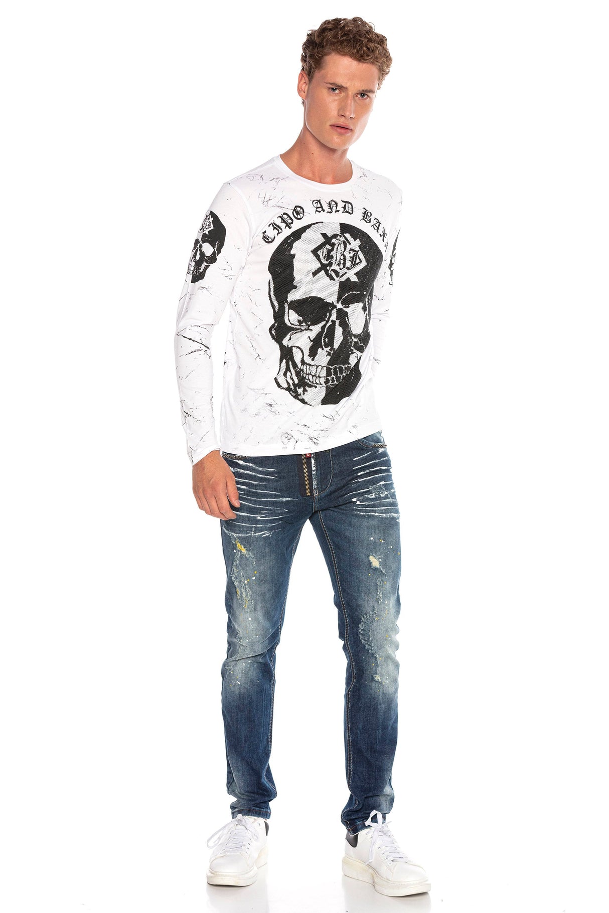 CD658 Men's comfortable jeans with trendy used elements