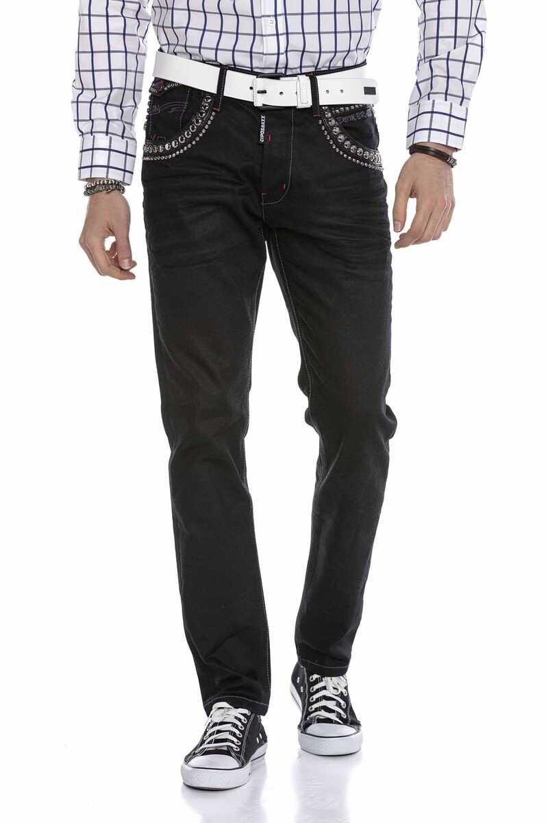 CD663 Men's comfortable jeans with trendy rivets