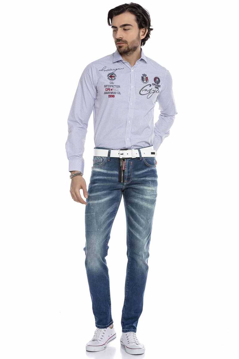 CD673 Men's comfortable jeans with trendy used elements