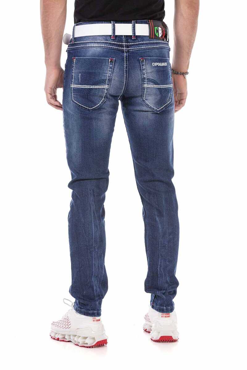 CD692 Men's Straight Fit Jeans with Cool Used Wash