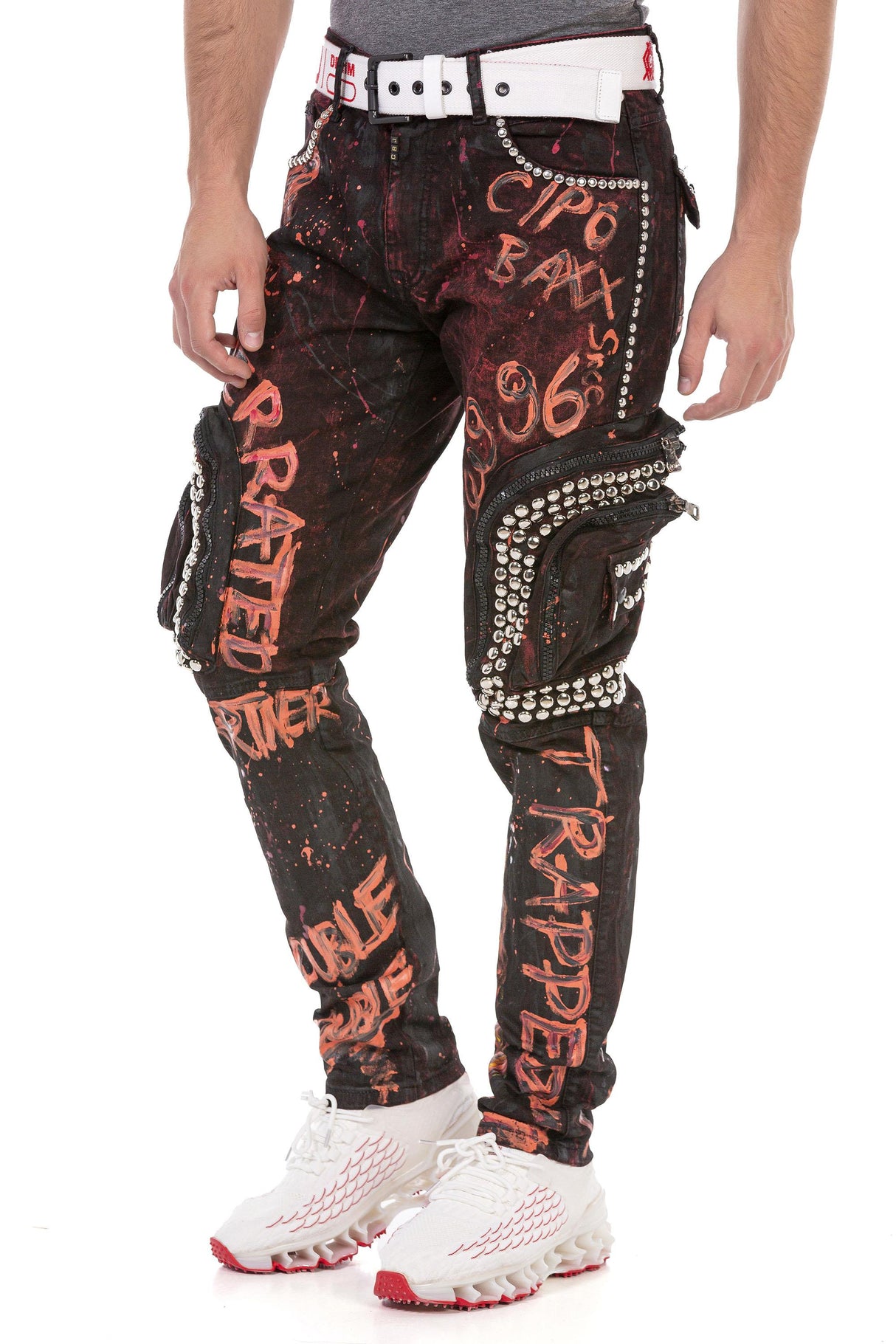 CD693 Men's trendy jeans with rivets