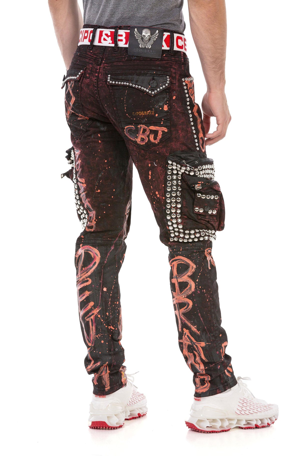 CD693 Men's trendy jeans with rivets