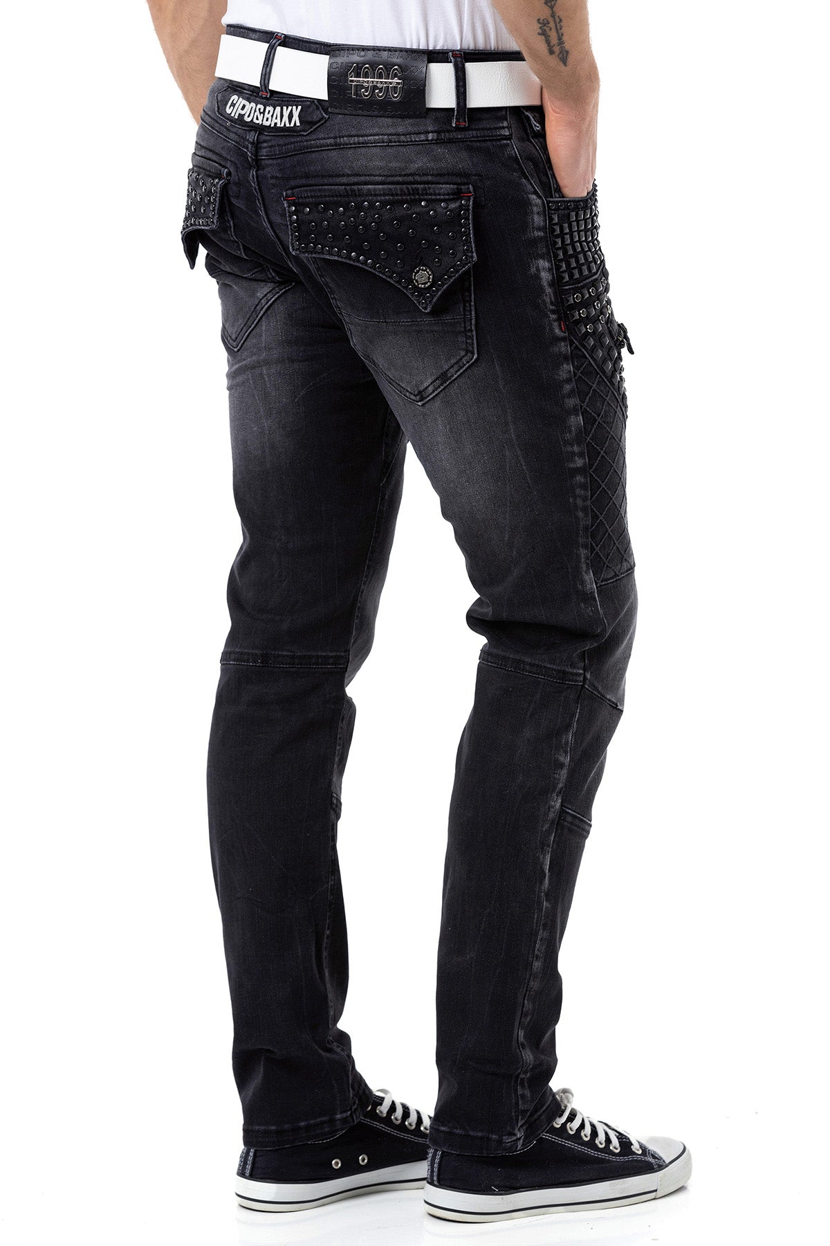CD696 Men's slim-fit jeans with cool studs