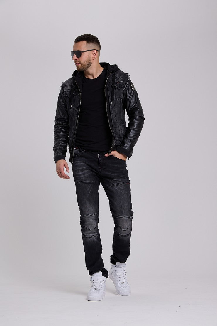 CD699 Men's Straight Fit Jeans with Cool Used Wash