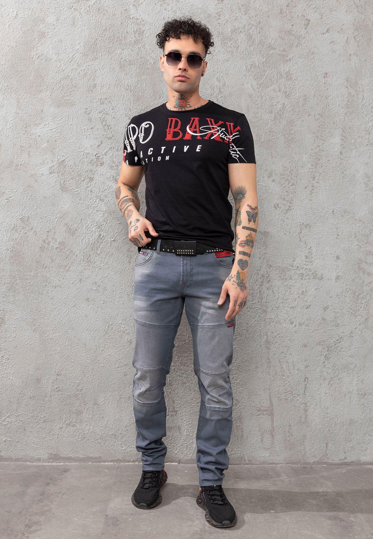 CD699 Men's Straight Fit Jeans with Cool Used Wash