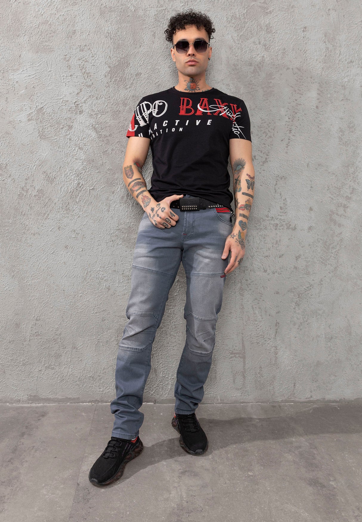 CD699 Men's Straight Fit Jeans with Cool Used Wash