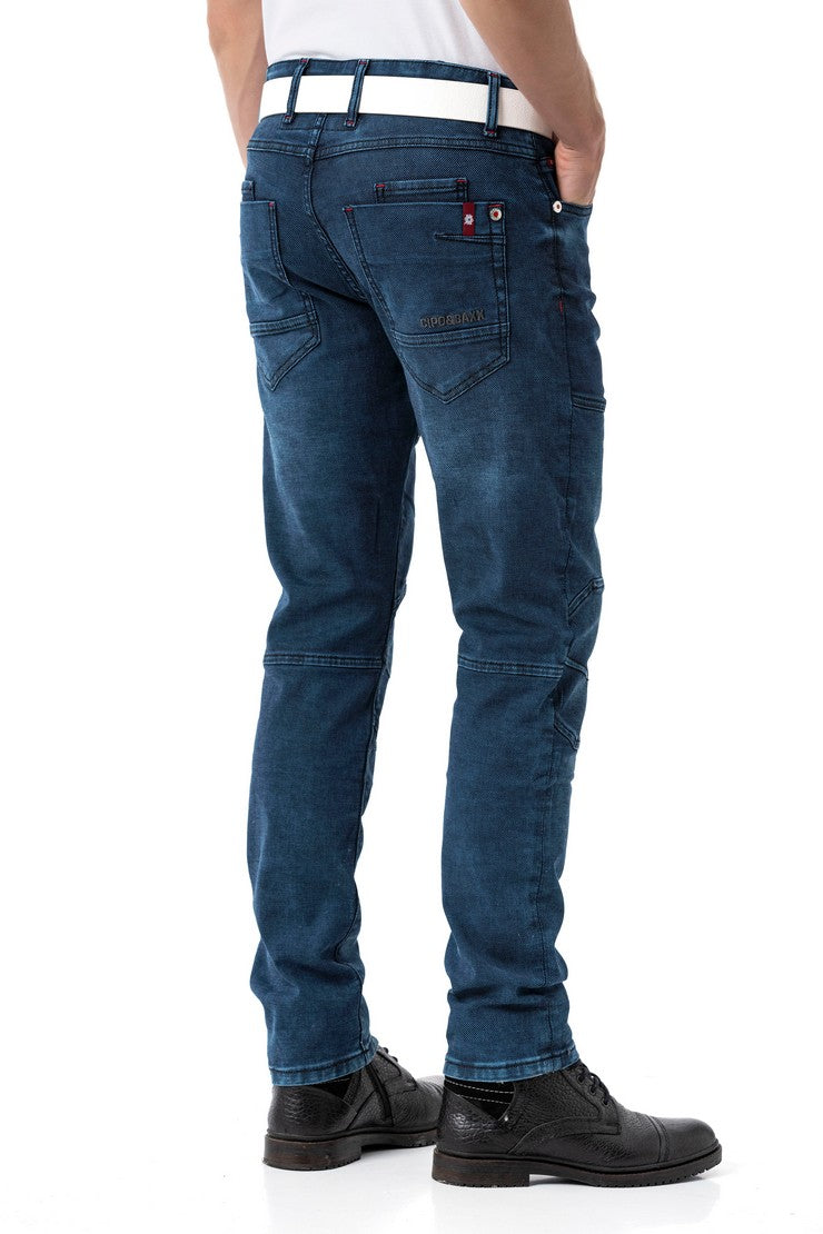 CD699 Men's Straight Fit Jeans with Cool Used Wash