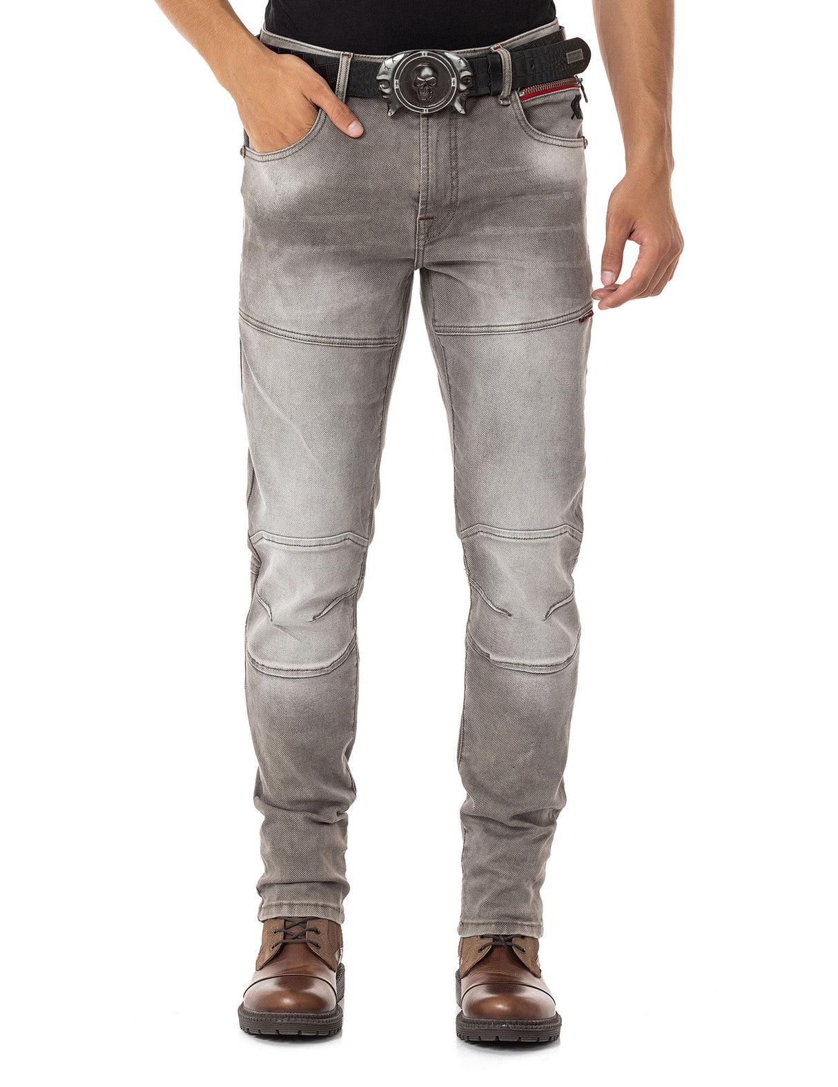 CD699 Men's Straight Fit Jeans with Cool Used Wash