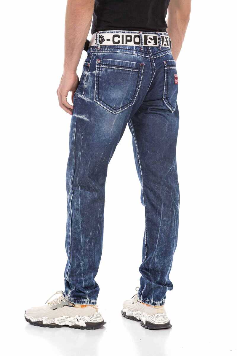 CD709 Men's Straight Fit Jeans with Extravagant Wash