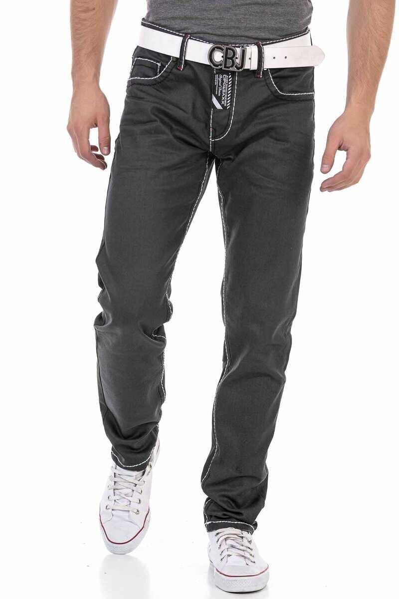 CD710 Men's Straight Fit Jeans with trendy contrast stitching